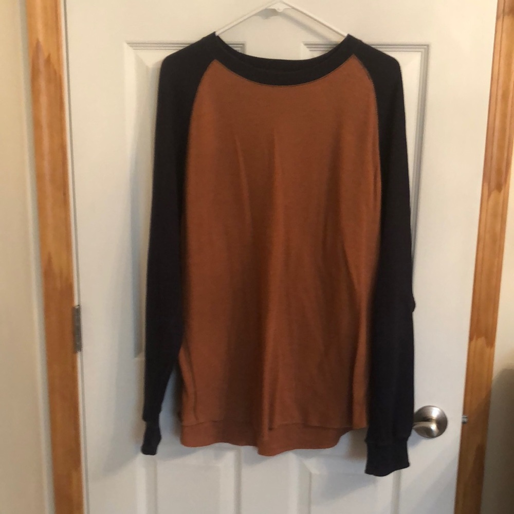 large Red Head men’s orange and blue waffle long sleeve shirt